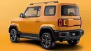 Bagian belakangnya pun selaras dengan bagian depan. Citra sebuah SUV kental terasa di Baojun Yep EV berkat profilnya yang tegak. Namun berbeda dengan Jimny yang menyematkan ban cadangan model konde, posisi ban cadangan digantikan dengan ornamen kotak di sebelah handle pintu.(Source: theautopian.com)