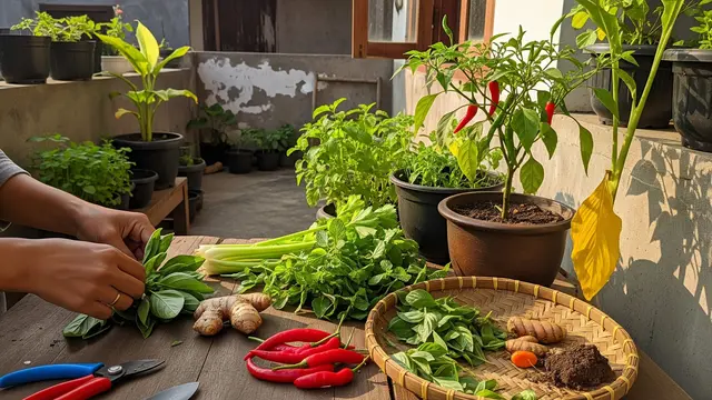 Cara Membuat Kebun Bumbu Dapur di Teras