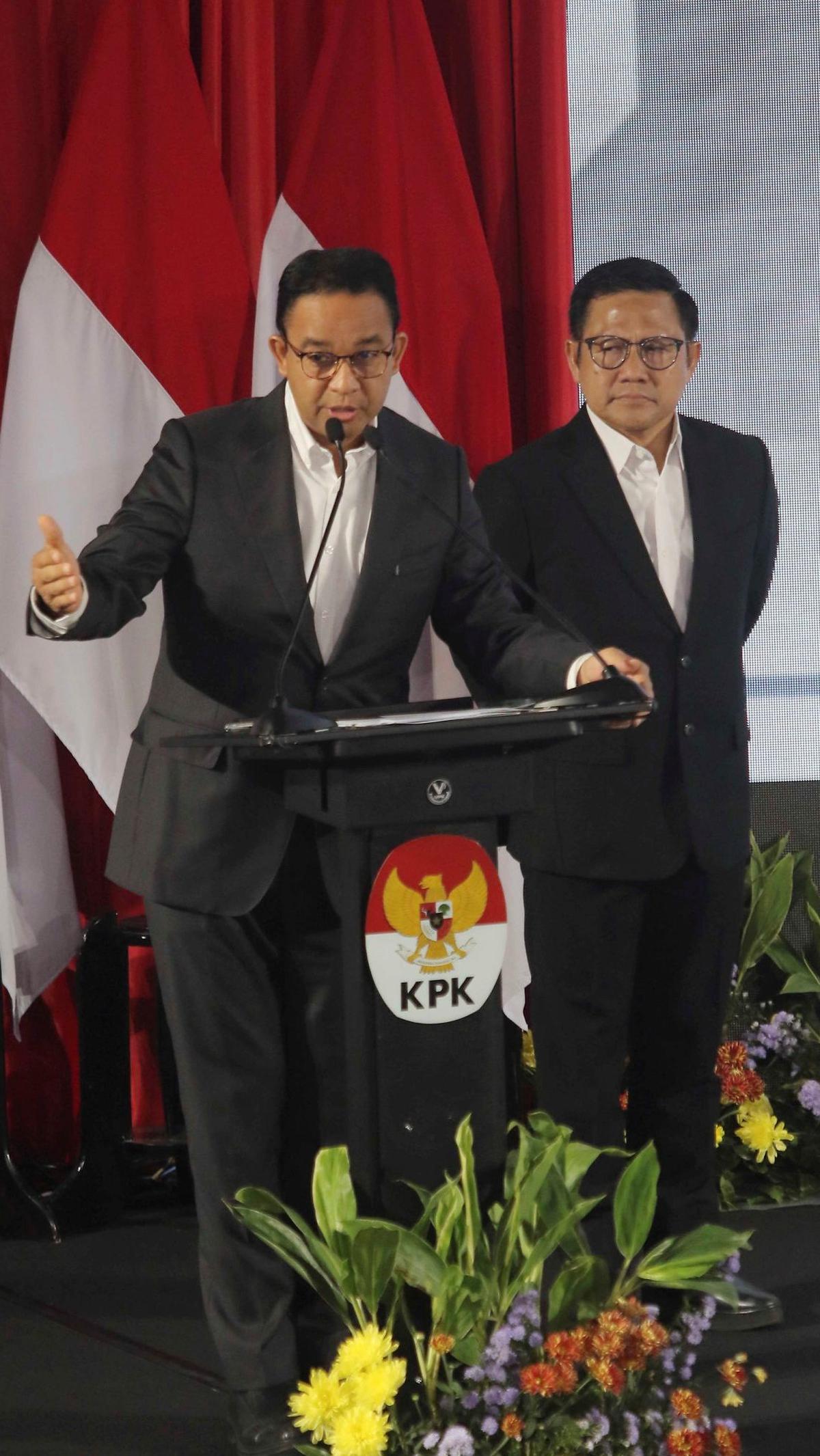 "Saya dan Gus Imin berkomitmen untuk mengembalikan kewibawaan hukum KPK, independensi KPK, dan itu artinya harus melakukan revisi atas undang-undang KPK," ucap dia pada Rabu (17/1/2024).<br>Foto liputan6.com / Angga Yuniar<br>