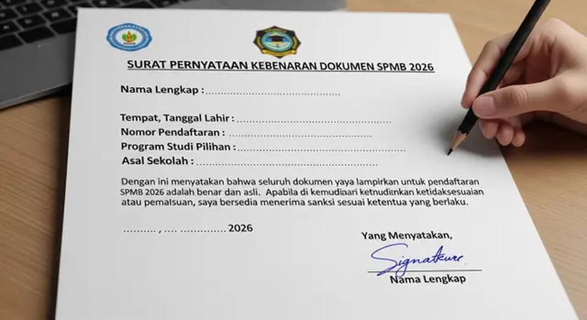Surat Pernyataan Kebenaran Dokumen SPMB 2026 untuk Pendaftaran Sekolah