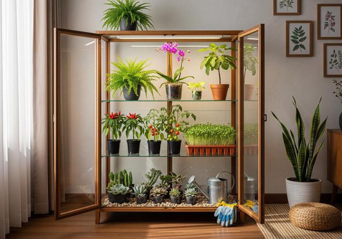 Memanfaatkan Lemari Kaca Bekas/Kebun Mini Ala Rumah Kaca Low Budget (Sumber: gemini.com)