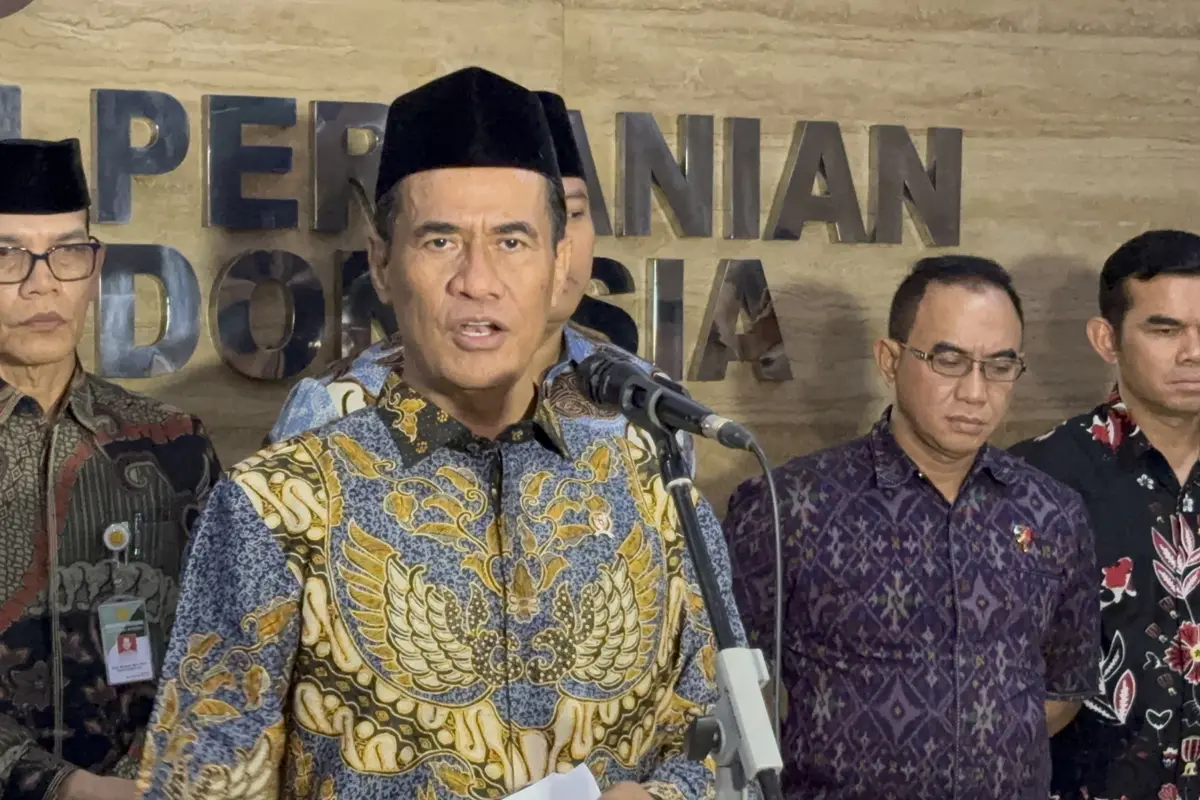 Menteri Pertanian (Mentan) Andi Amran Sulaiman saat konferensi pers, Jumat (28/11/2025).