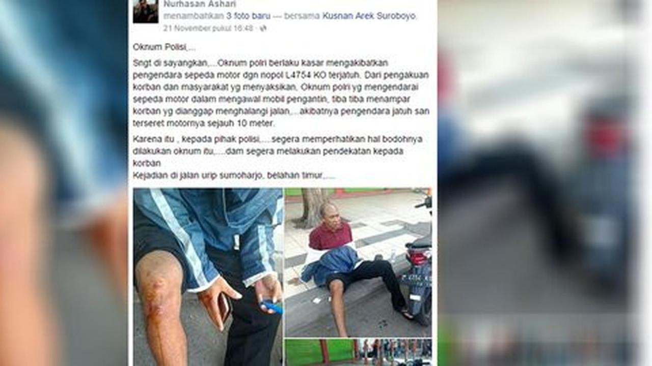 Merasa dihalangi, polisi pengawal mobil pengantin tampar pemotor