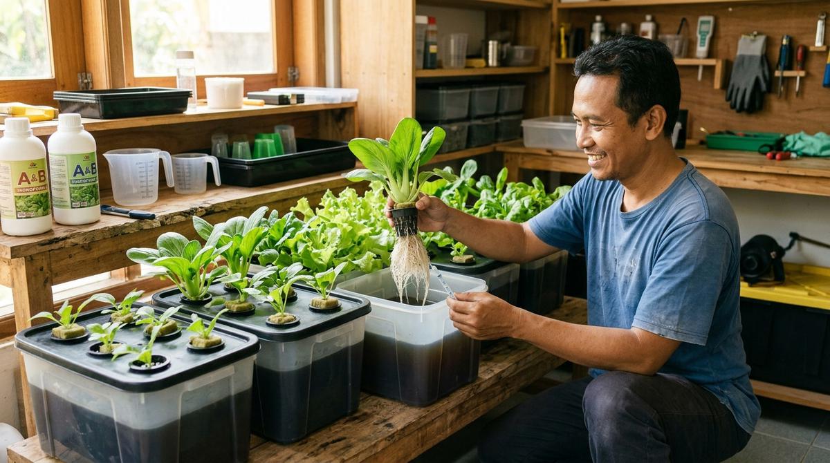 Cara Membuat Hidroponik Tanpa Pompa yang Hemat Listrik untuk Rumah (AI Generated)