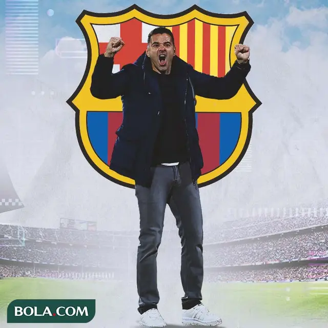 La Liga - Michel Sanchez Pelatih Girona dengan latar logo Barcelona