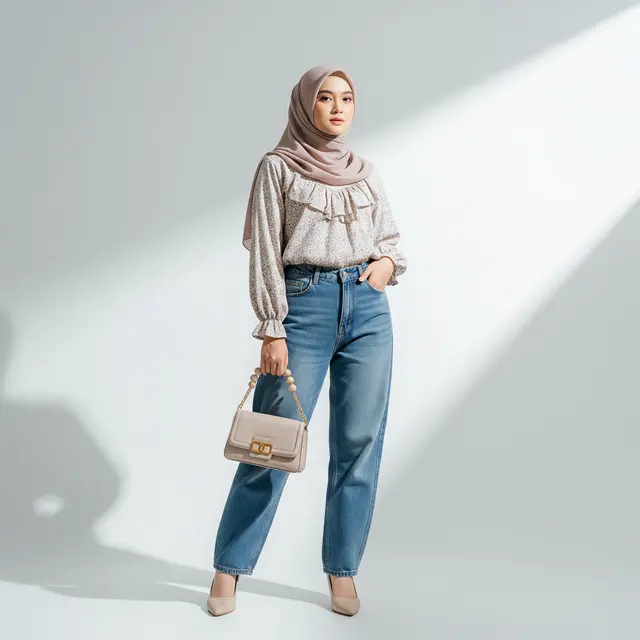 Padu Padan Busana Muslim dengan Baggy Jeans