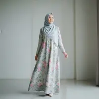 Model Gamis Batik Motif Bunga Pastel/ Ilustrasi AI