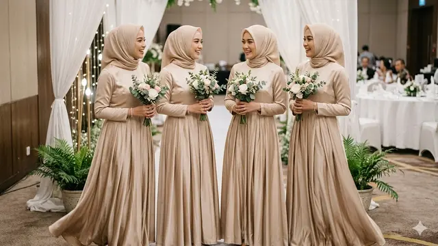 Bridesmaid Model Dress Satin Hijab (Foto: Gemini AI)