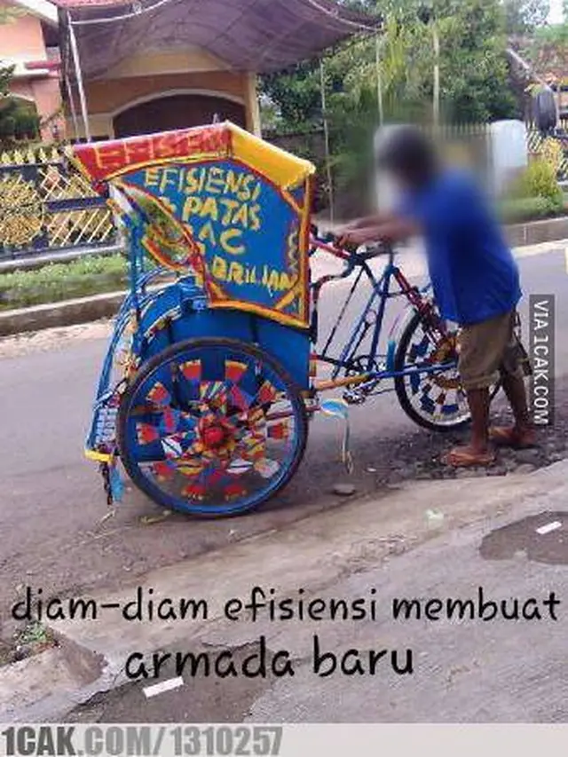 6 Tulisan Nyeleneh di Becak Ini Bikin Penumpang Geleng Kepala