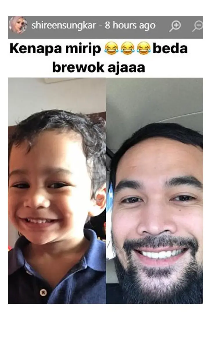 Shireen Sungkar anggap Teuku Wisnu kembar dengan sang anak sulung. [foto: instagram/shireensungkar]
