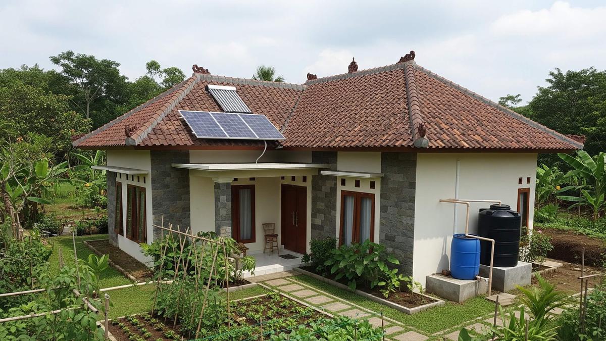 7 Konsep Rumah 1 Lantai Mandiri Pangan dan Energi untuk Keluarga Kecil, Hidup Sehat &amp; Hemat