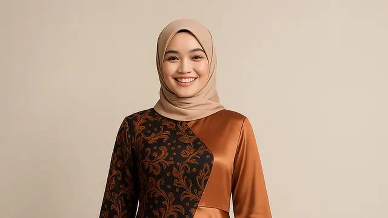 8 Model Gamis Batik Kombinasi Satin Mengkilap, Bikin Penampilanmu Mewah dan Elegan