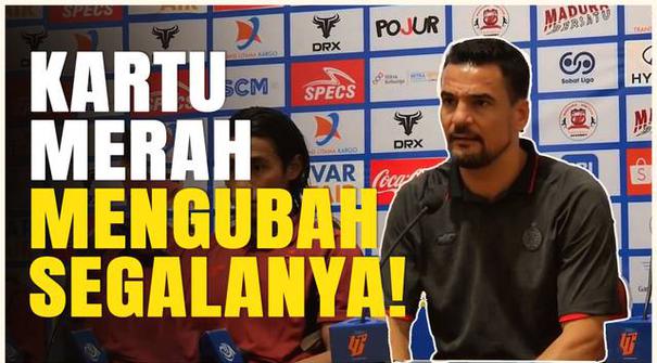 Persija Jakarta harus menyerah saat bertandang ke markas Madura United, di Stadion Gelora Bangkalan, Minggu (6/4/2025) malam WIB. Kartu merah Muhammad Ferarri membuat permainan Macan Kemayoran berantakan.