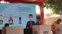 Komisi Pemilihan Umum (KPU) menggelar simulasi pemungutan suara Pemilu 2024 dengan menyederhanakan surat suara. (Ditto)