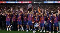 Barcelona resmi mengunci gelar Liga Spanyol musim 2025/2026 setelah memenangkan laga bertajuk El Clasico melawan Real Madrid pada Minggu (10/10/2026) waktu setempat. (AP Photo/Joan Monfort)