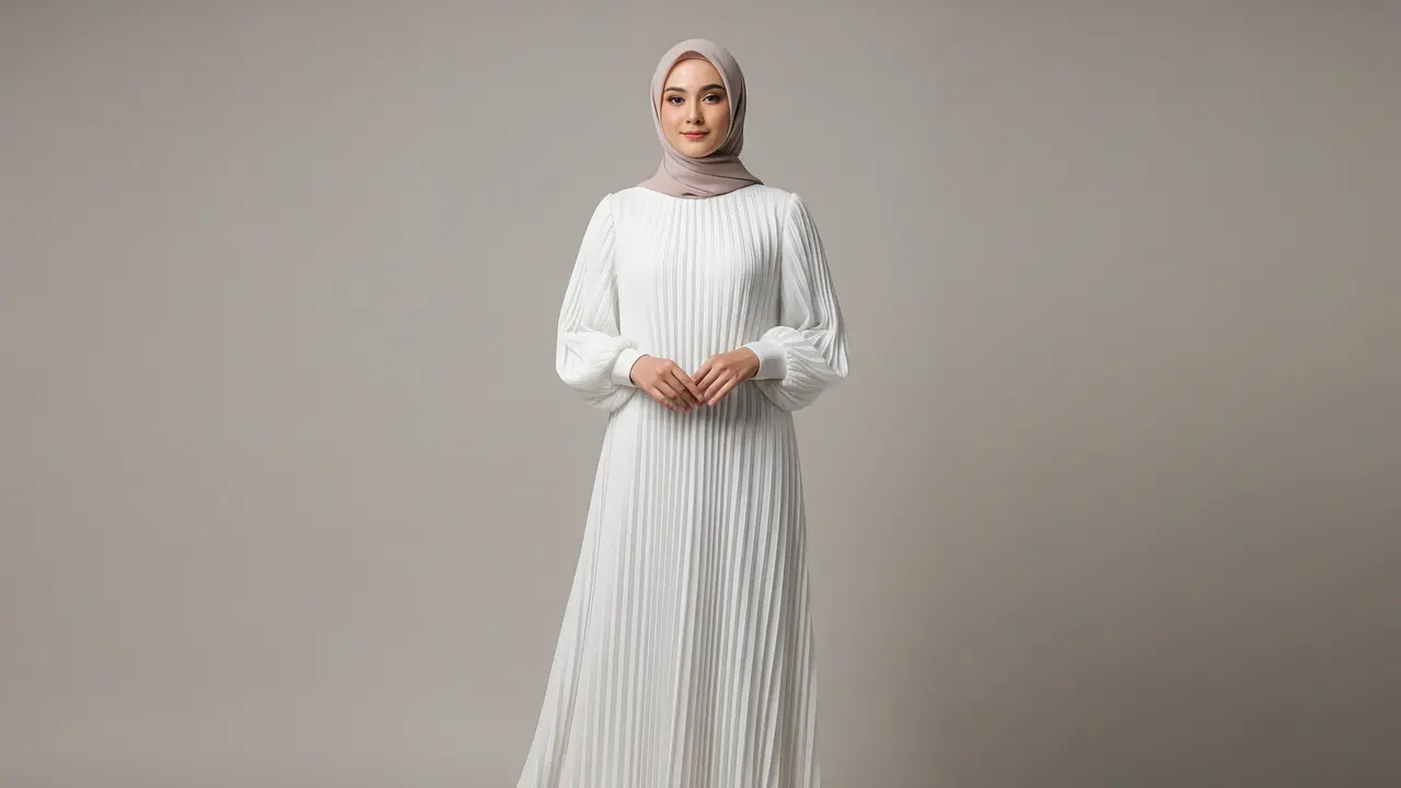 Inspirasi Gamis Ceruti Plisket Adem Jatuh