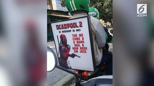 Warganet temukan promosi film Deadpool 2 di sebuah ojek online yang lucu dan bikin ngakak.