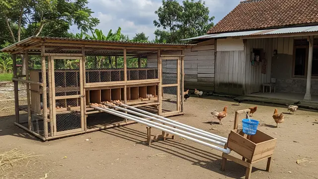 Model Kandang Ayam dengan Sistem Panen Telur Tanpa Masuk