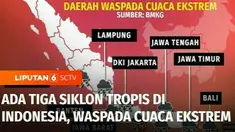 BMKG mengatakan ada tiga siklon tropis di Indonesia yang berdampak pada adanya cuaca ekstrem. Daerah mana saja yang harus diwaspadai akan ancaman cuaca ekstrem, berikut Diskusinya.