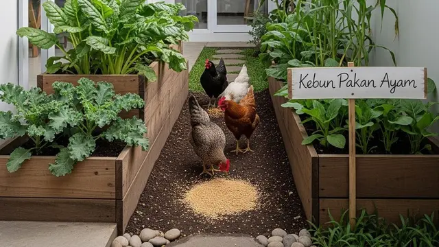 Cara Membuat Kebun Pakan Ayam di Pekarangan Sempit (AI Generated)