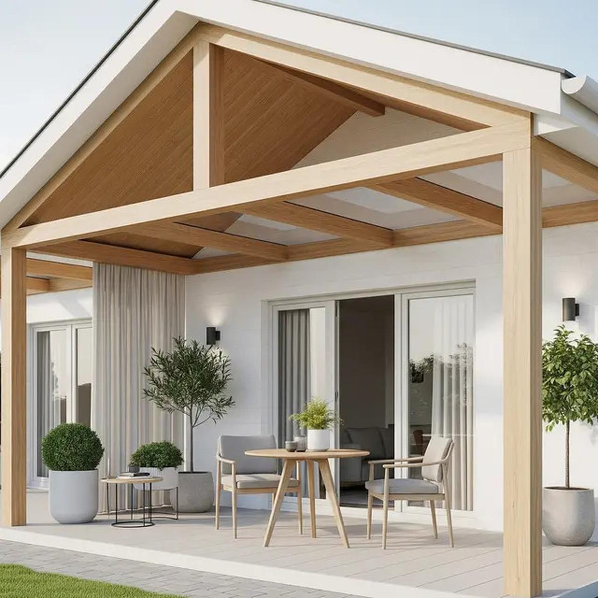 7 Model Teras Rumah Ala Skandinavia dengan Atap Kayu Terbuka yang Natural