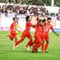Tim sepak bola Lumajang rayakan keberhasilanya membobol gawah Kabupaten Tuban dalam ajang Porprov Jatim ke VII (Istimewa)