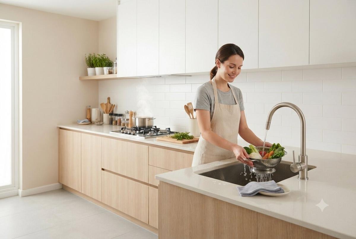 Model Dapur yang Tetap Bersih Meski Sering Terkena Cipratan Air