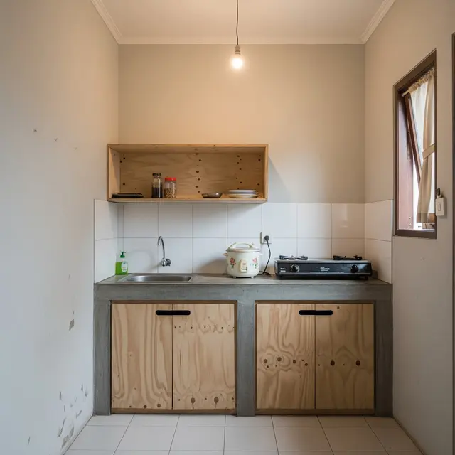 9 Model Dapur Rumah Kontrakan Sempit 1,5x2 Meter dengan Meja Cor Sederhana