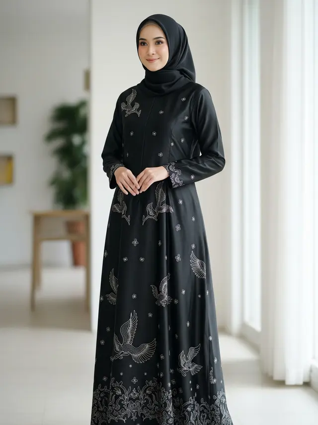 9 Model Gamis Batik Satin Dove yang Tidak Terlalu Mengkilap, Elegan Tanpa Kilau Berlebihan