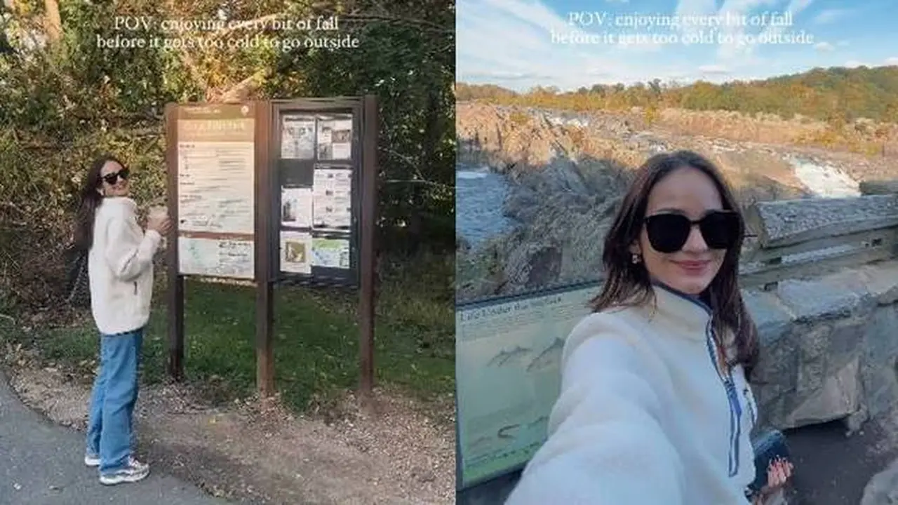 Tampil Stylish, Ini 7 Momen Seru Enzy Storia Main ke Great Falls National Park