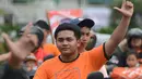 Suporter Persija, The Jakmania saat konvoi kemenangan di Jalan MH Thamrin, Jakarta, Sabtu (15/12). (Merdeka.com/Imam Buhori)