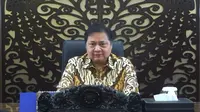 Menteri Koordinator Bidang Perekonomian Airlangga Hartarto saat menyampaikan sambutan secara daring pada acara Pasar Modal Goes to Young Generation. (Foto: Istimewa)