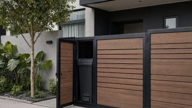 Model Tempat Sampah Tertutup yang Menyatu dengan Desain Pagar (AI Generated)