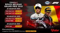 Jadwal dan Live Streaming Formula 1 Grand Prix Belgia di Vidio Pekan Ini 27-29 Agustus 2021. (Sumber : dok. vidio.com)