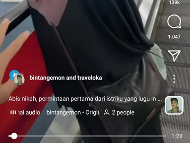 Bintang Emon dan Alca memilih pulau dewata Bali jadi tujuan bulan madu. Vibe pengantin baru emang beda sih ya. (Instagram.com/bintangemon)