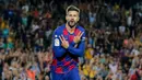 Gerard Pique - Bek andalan Barcelona ini pernah menjalani menjadi pemain Akademi Barcelona pada 1997-2004 lalu hengkang ke Manchester United. Pada tahun 2008, Pique kembali ke Barcelona dan mengisi pertahanan skuat Blaugrana hingga sekarang. (AFP/Pau Barrena)