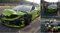 Kondisi mobil mewah Lamborghini milik pengacara kondang Hotman Paris Hutapea. (TMC Polda Metro)