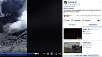 Seorang warga dengan akun Ikomang Giri di Facebook mengunggah video kawah Gunung Agung, pada Rabu, 13 Desember 2017. (Screenshot: Istimewa/Facebook/akun Ikomang Giri)