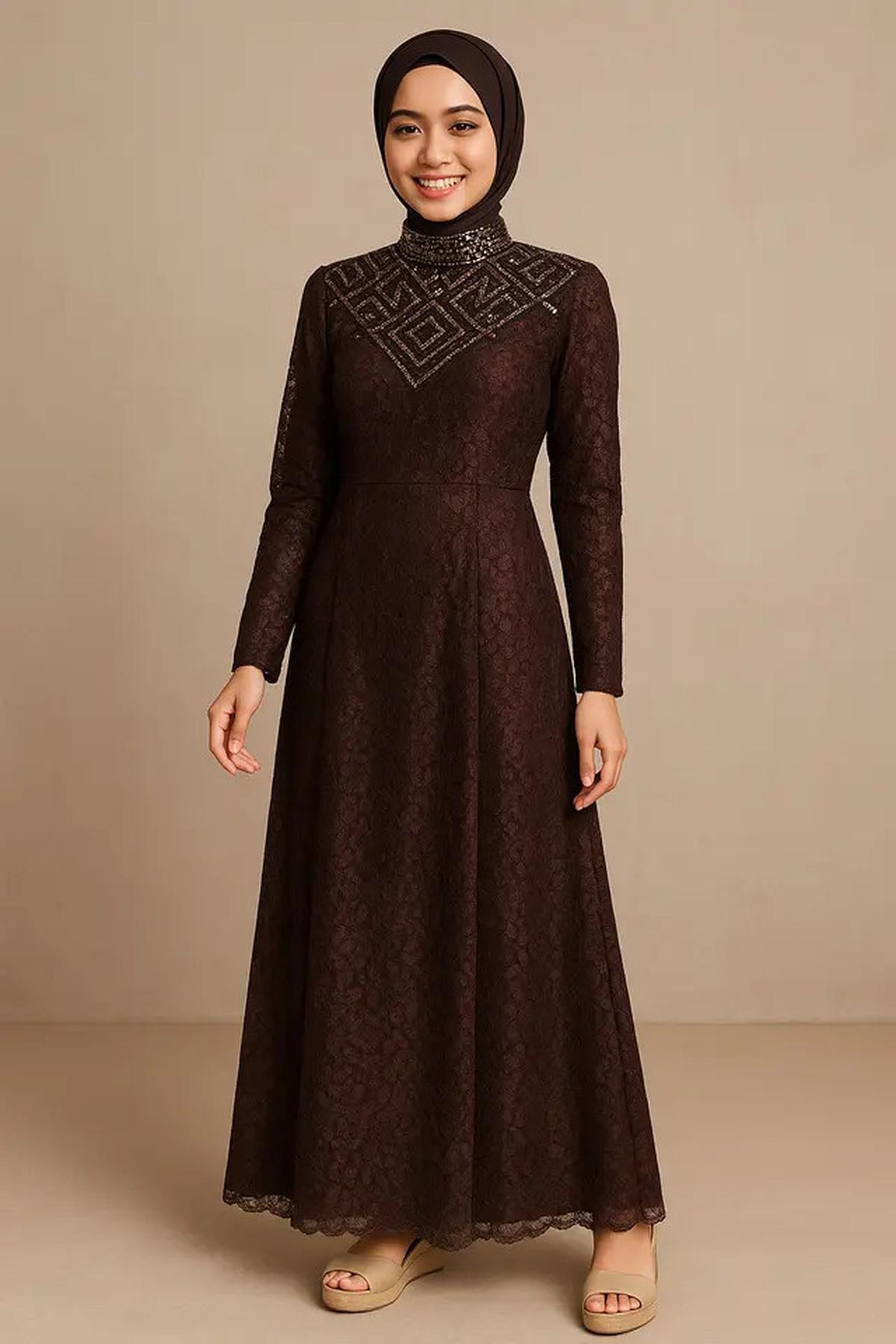 10 Model Long Dress Brokat Kombinasi Payet Terbaru, Stylish untuk Wanita Muda