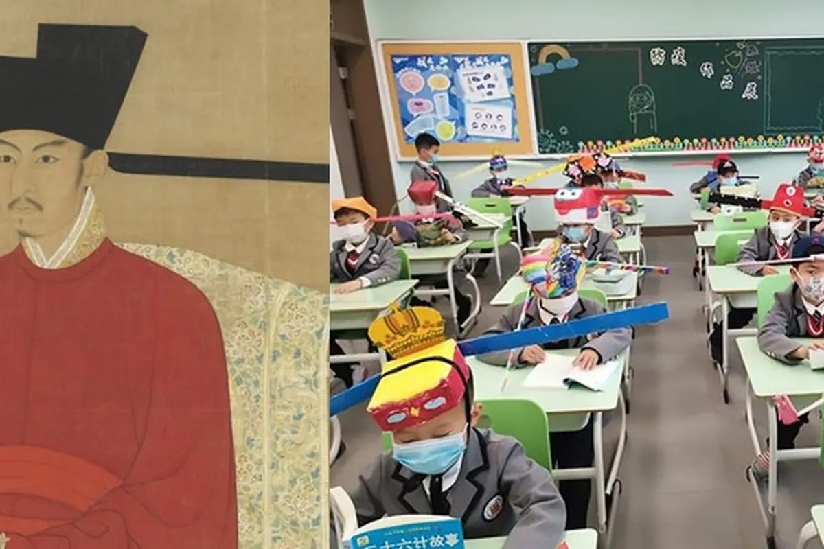 Terapkan Physical Distancing, Murid di China Ini Kenakan Topi Anti Corona