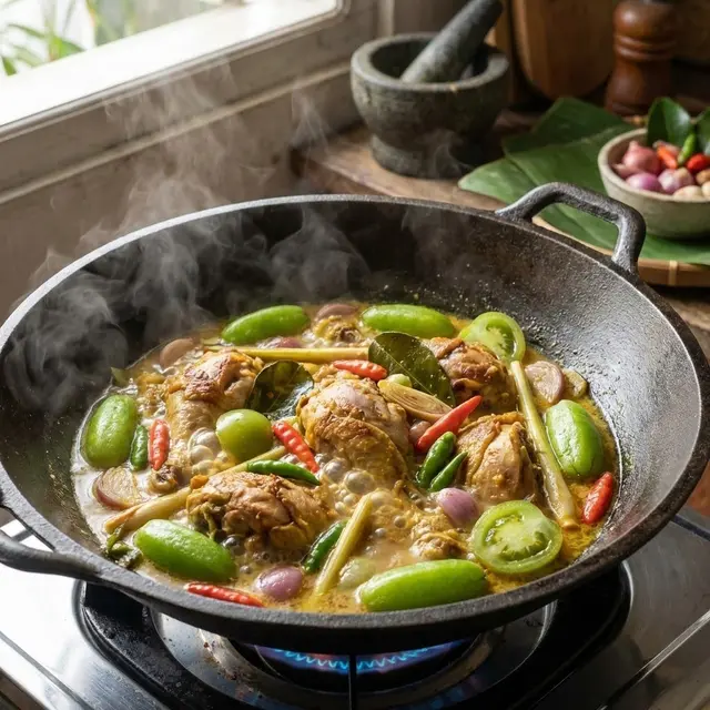 Ilustrasi Garang Asem Ayam Tanpa Kukus Masak di Wajan