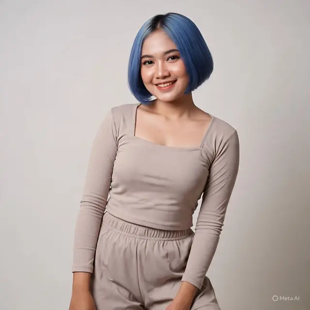 Inspirasi Cat Rambut Warna Biru Blue Money Piece