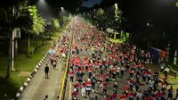 Jakarta International Marathon (JAKIM) 2025 yang berlangsung pada Minggu (29/6/2025) diikuti sebanyak 31 ribu pelari dari dalam dan luar negeri. JAKIM 2025 dilepas oleh Gubernur Jakarta Pramono Anung. (Liputan6.com/Raden Trimutia Hatta)