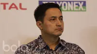 Kabid Humas PBSI, Ricky Subagja, saat menghadiri jumpa pers BCA Indonesia Open 2017 yang didukung oleh Bakti Olahraga Djarum Foundation di Hotel Kempinski, Jakarta, Senin (22/5/2017). (Bola.com/Vitalis Yogi Trisna)