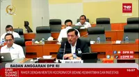 Menteri Koordinator bidang Kemaritiman dan Investasi Luhut Binsar Pandjaitan di hadapan Badan Anggaran DPR RI, Kamis (9/6/2022).