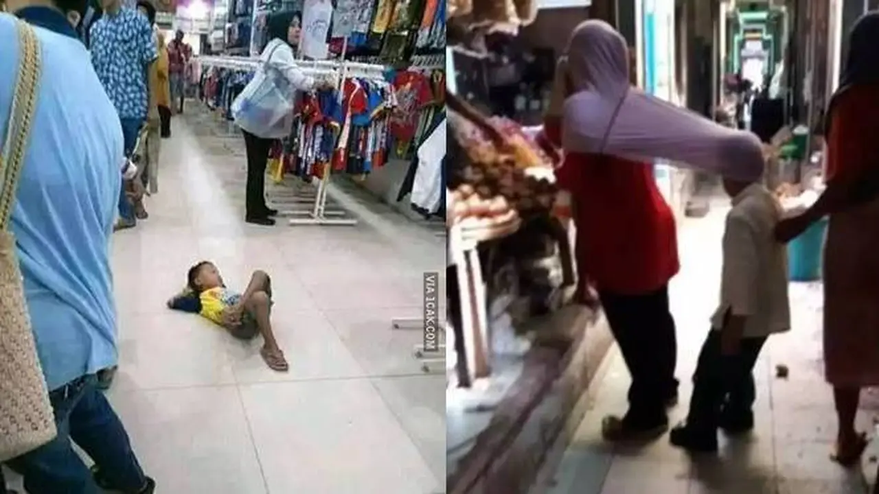 7 Potret Kocak Bocah Ikut Emak Belanja Ini Malah Bikin Susah