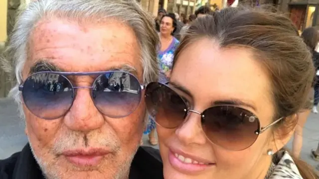 Roberto Cavalli dan istri mudanya Sandra Nilsson