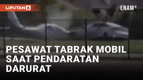 VIDEO: Mendarat Darurat, Pesawat Tabrak Mobil di Texas AS