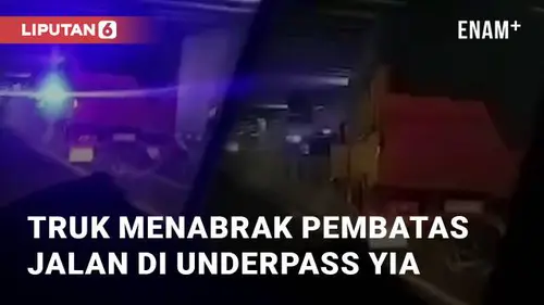 VIDEO: Kecelakaan Truk Menabrak Pembatas Jalan di Underpass Bandara YIA Kulonprogo