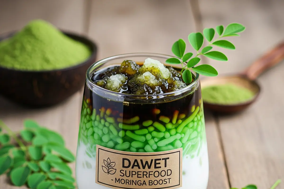 Ilustrasi Dawet Superfood dengan Bubuk Daun Kelor/Gemini AI